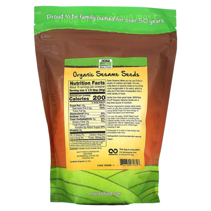 NOW Foods, Real Food, Organic Raw Sesame Seeds, 16 oz (454 g)