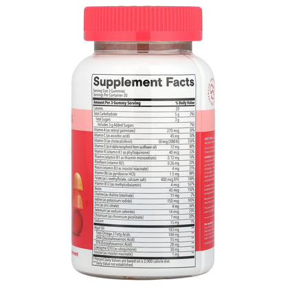 SmartyPants, Women's Plus, Multi & Omegas Gummies, Strawberry, Orange, and Lemon Creme, 90 Gummies