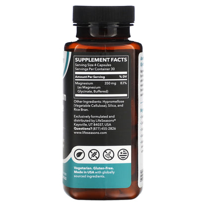 LifeSeasons, Magnesium Glycinate, 120 Veg Capsules (87.5 mg per Capsule)