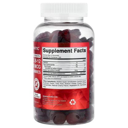 Vitamatic, Methyl B-12 Gummies, Natural Cherry, Sugar Free, 240 Gummies (2,500 mg per Gummy)