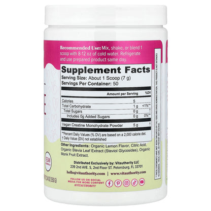 Vitauthority, Active, Women's Creatine Monohydrate, Lemonade, 12.34 oz (350 g)