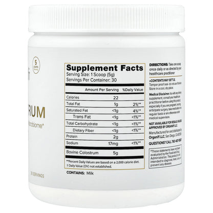 Organifi, Colostrum, Unflavored, 5.29 oz (150 g)