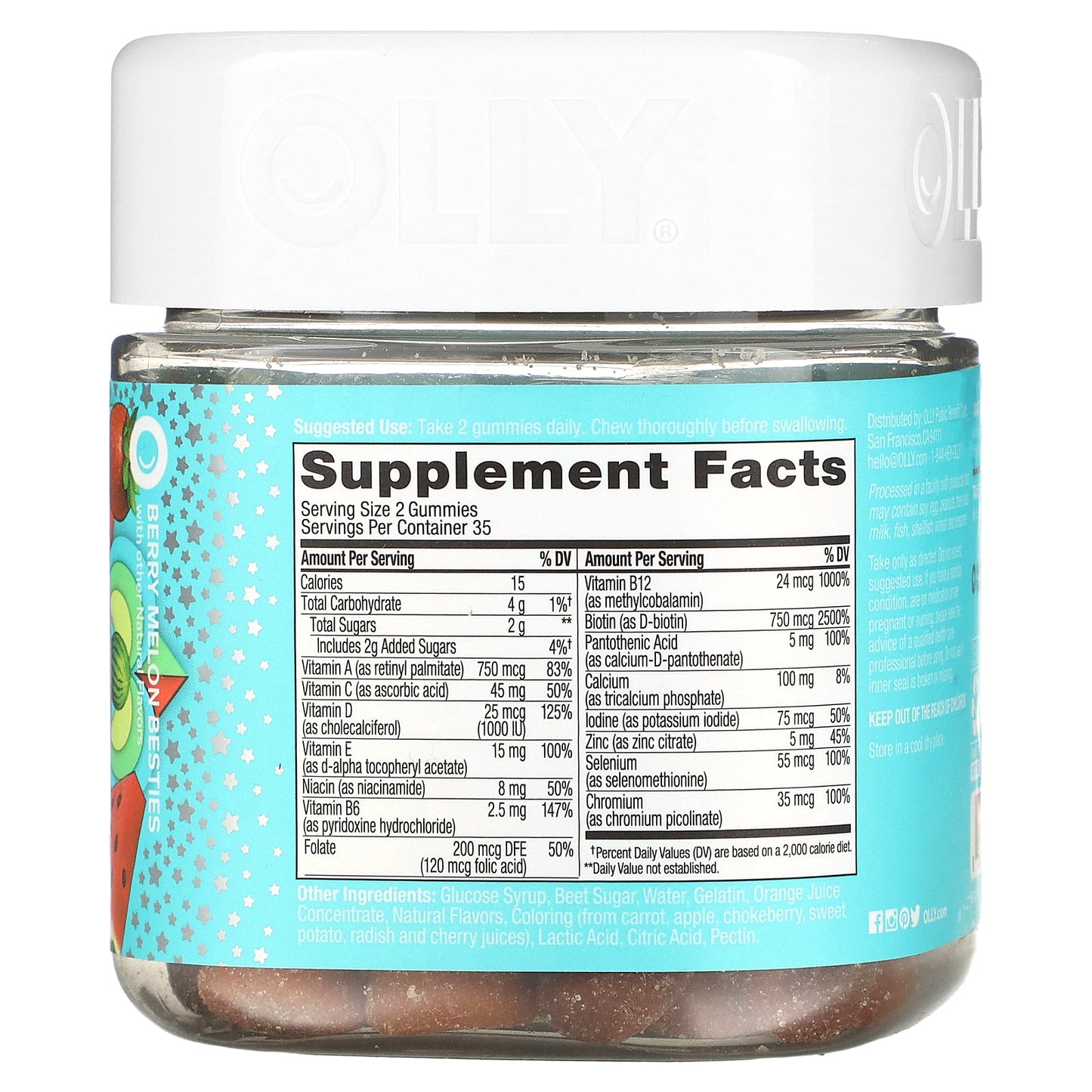 OLLY, Teen Girl Multi Gummies, Berry Melon Besties, 70 Gummies