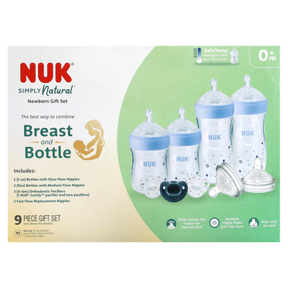 NUK, Simply Natural, Newborn Gift Set, 0+ Months, 9 Pieces