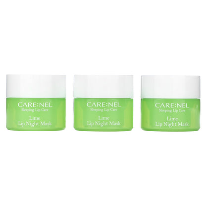 Care:Nel, Lip Night Mask, Lime, 3 Pieces, (5 g) Each