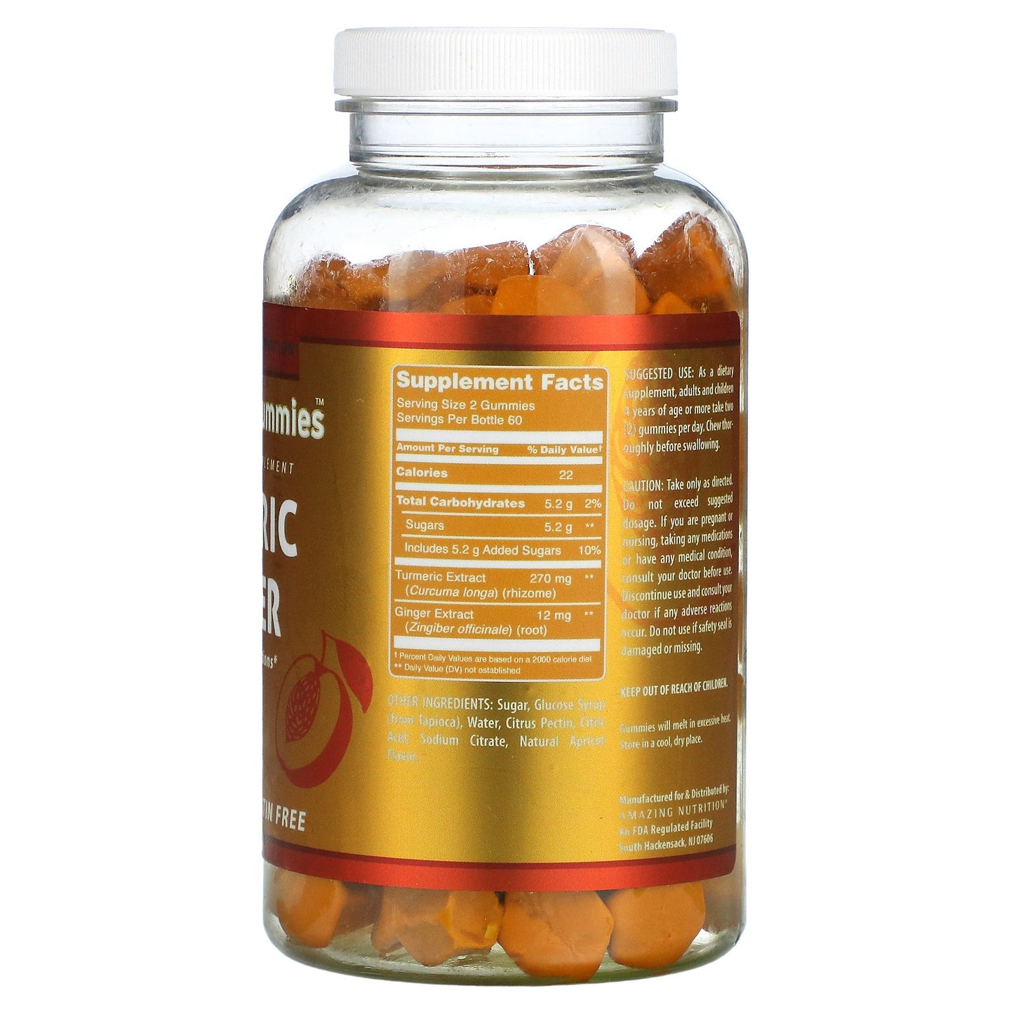 Amazing Nutrition, Amazing Gummies, Turmeric & Ginger, Apricot, 120 Gummies