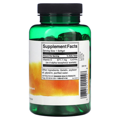 Swanson, Natural E, 1,000 IU, 100 Softgels