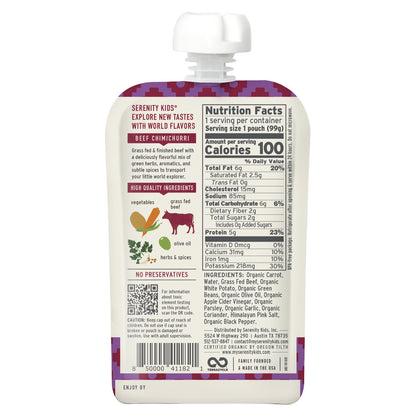 Serenity Kids, Grass Fed Beef Chimichurri with Carrot, Potato, Green Beans & Parsley, 7+ Months, 3.5 oz (99 g)