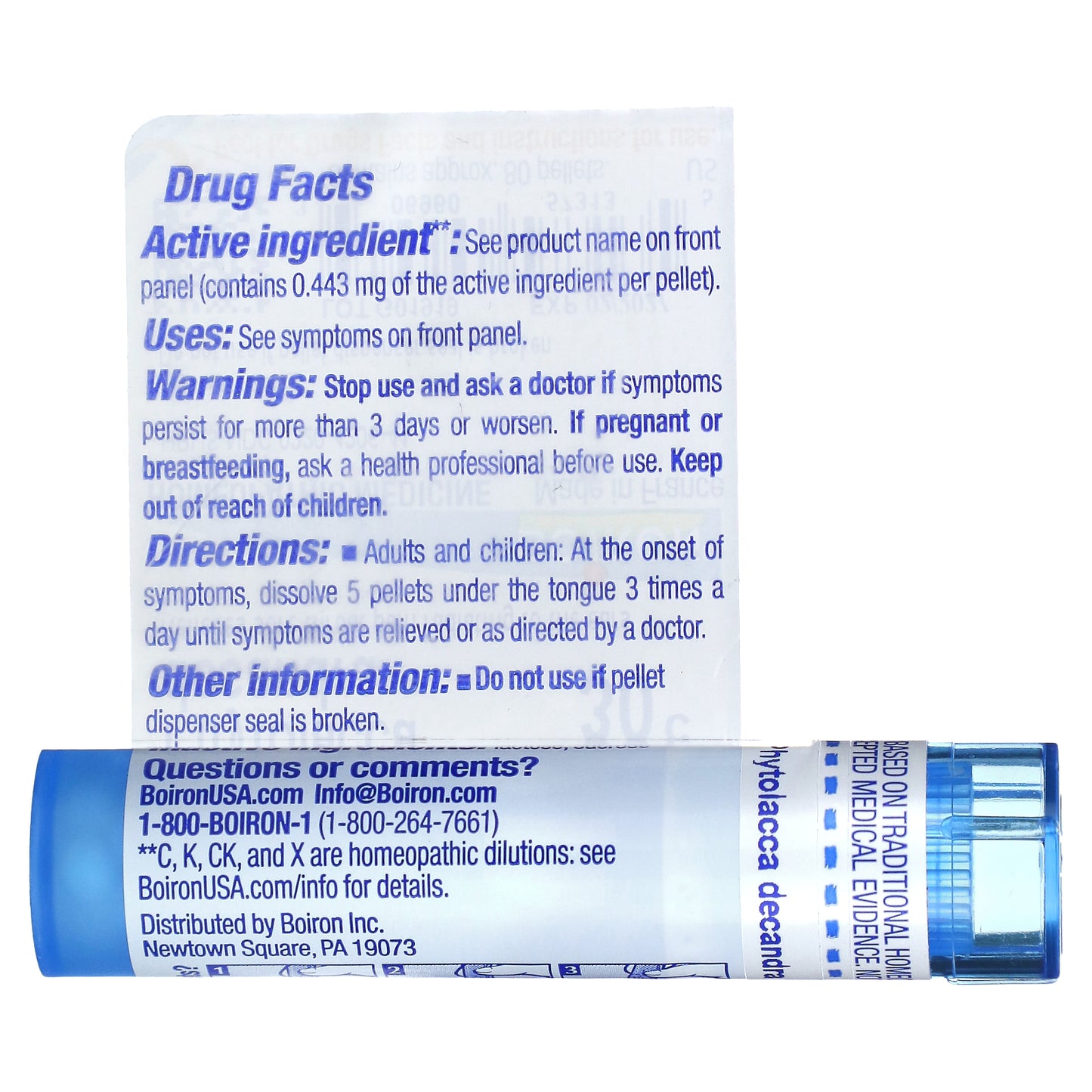 Boiron, Phytolacca Decandra, 30C, Sore Throat Relief, Approx 80 Pellets