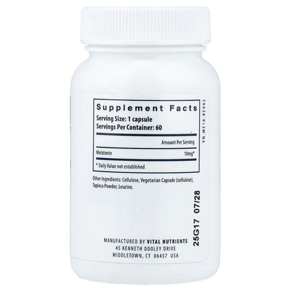 Vital Nutrients, Melatonin, 10 mg, 60 Vegan Capsules