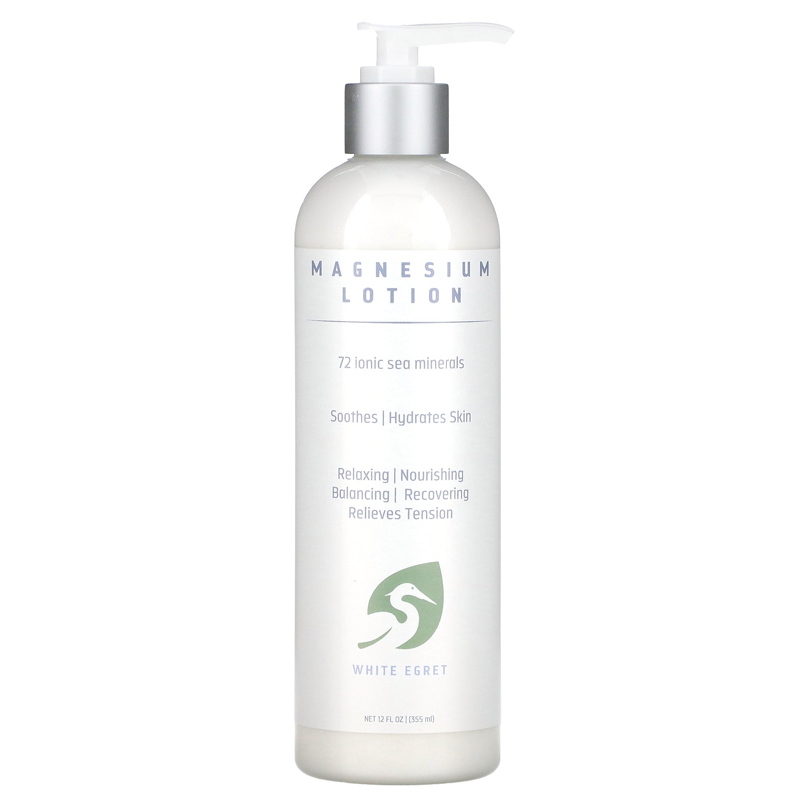 White Egret Personal Care, Magnesium Lotion, 12 fl oz (355 ml)