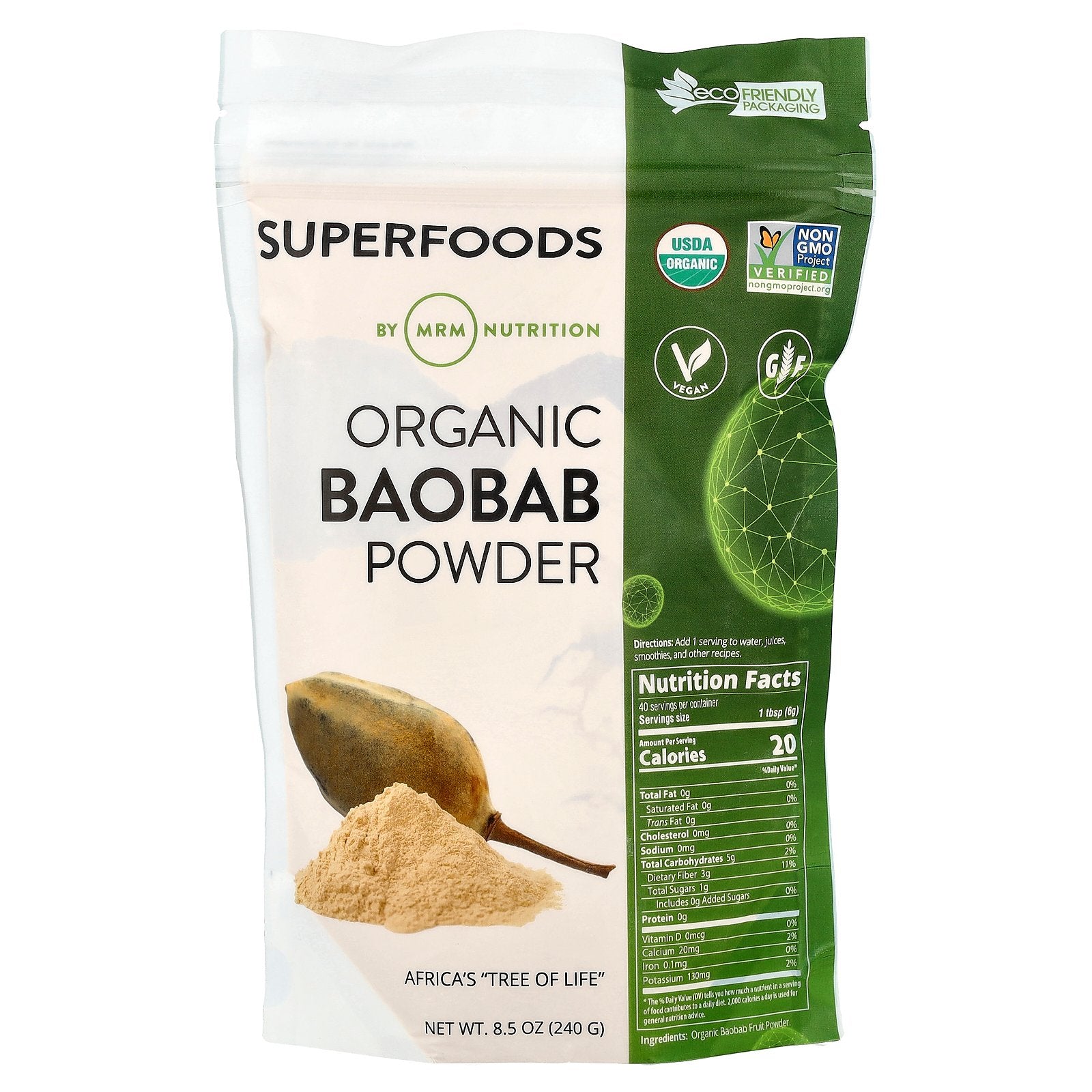 MRM Nutrition, Organic Baobab Powder, 8.5 oz (240 g)