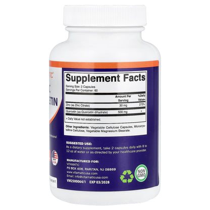 Vitamatic, Zinc Quercetin, 120 Veggie Capsules