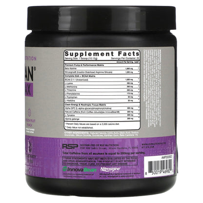 RSP Nutrition, AminoLean Max Pre-Workout Energy, Passion Fruit Punch, 8.92 oz (253 g)