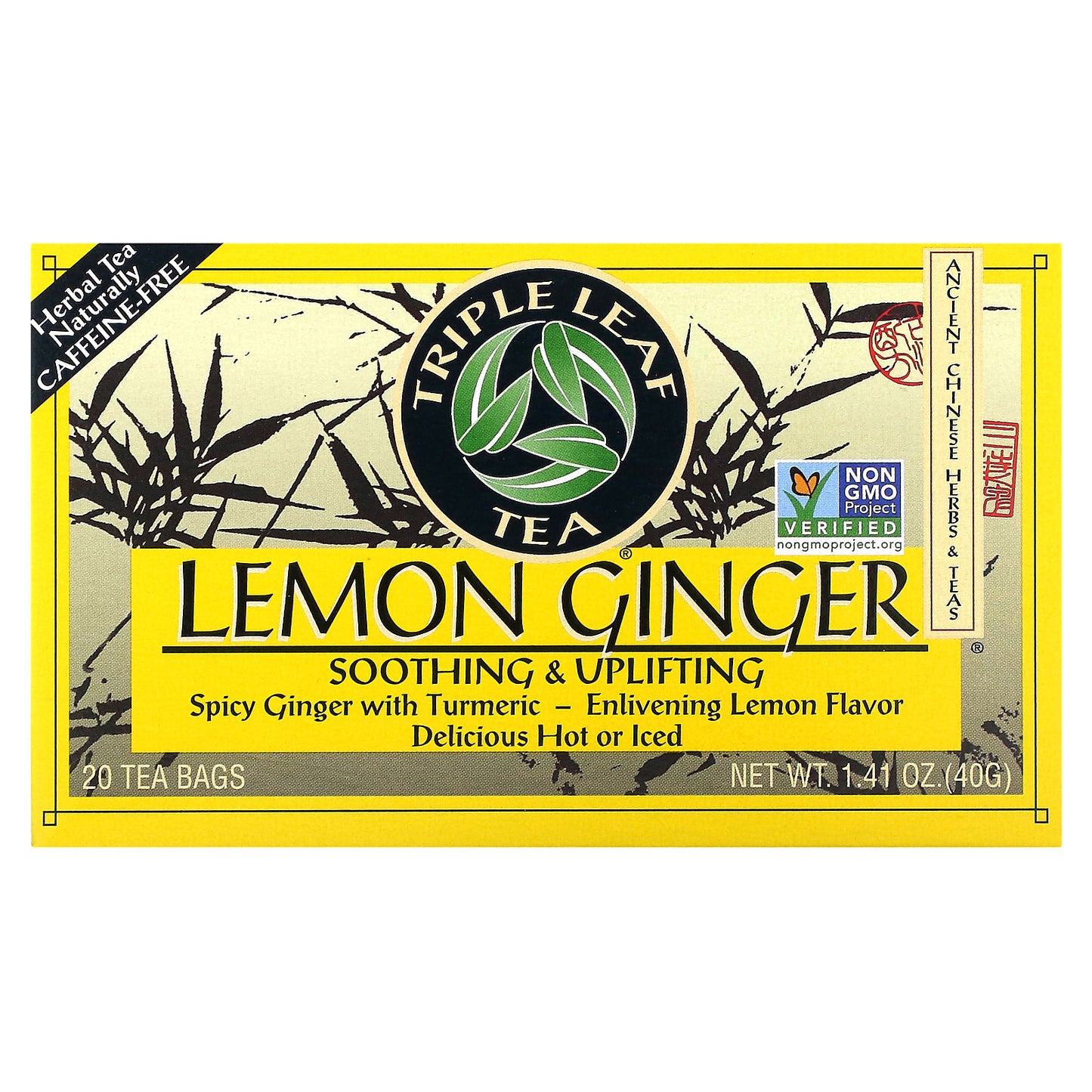 Triple Leaf Tea, Lemon Ginger Tea, 20 Tea Bags, 1.41 oz (40 g)