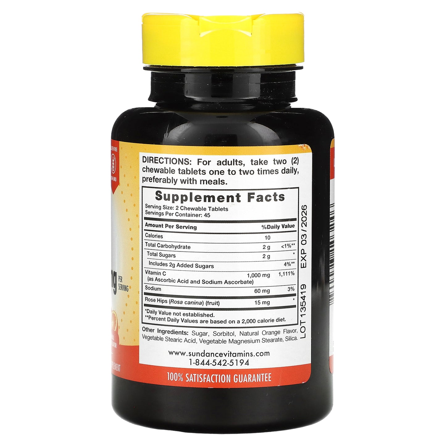 Sundance Vitamins, Chewable C, Natural Orange, 90 Chewable Tablets (500 mg per Tablet)