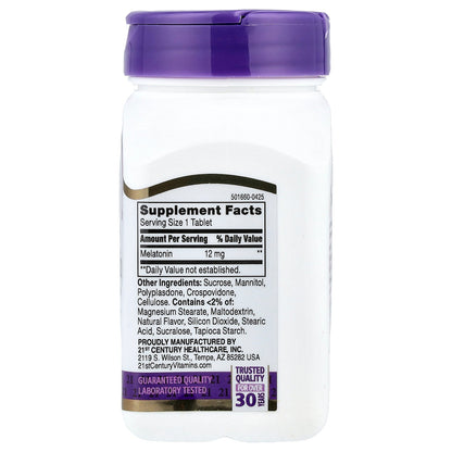 21st Century, Melatonin, Max Strength, Cherry, 12 mg, 120 Tablets