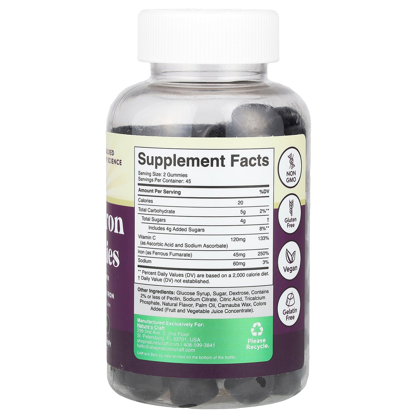 Nature's Craft, Super Iron Gummies, Grape , 90 Gummies