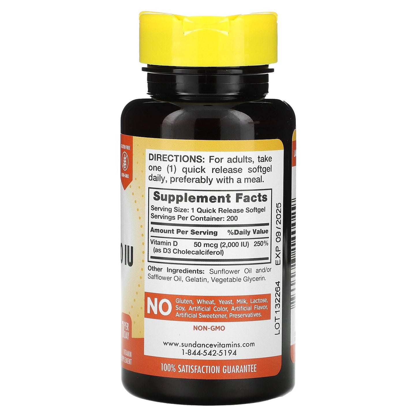 Sundance Vitamins, High Potency D3, 50 mcg (2,000 IU), 200 Quick Release Softgels