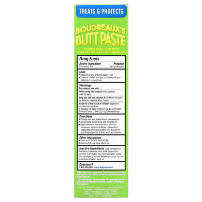 Boudreaux's Butt Paste, Diaper Rash Ointment, With Natural Aloe, 4 oz (113 g)
