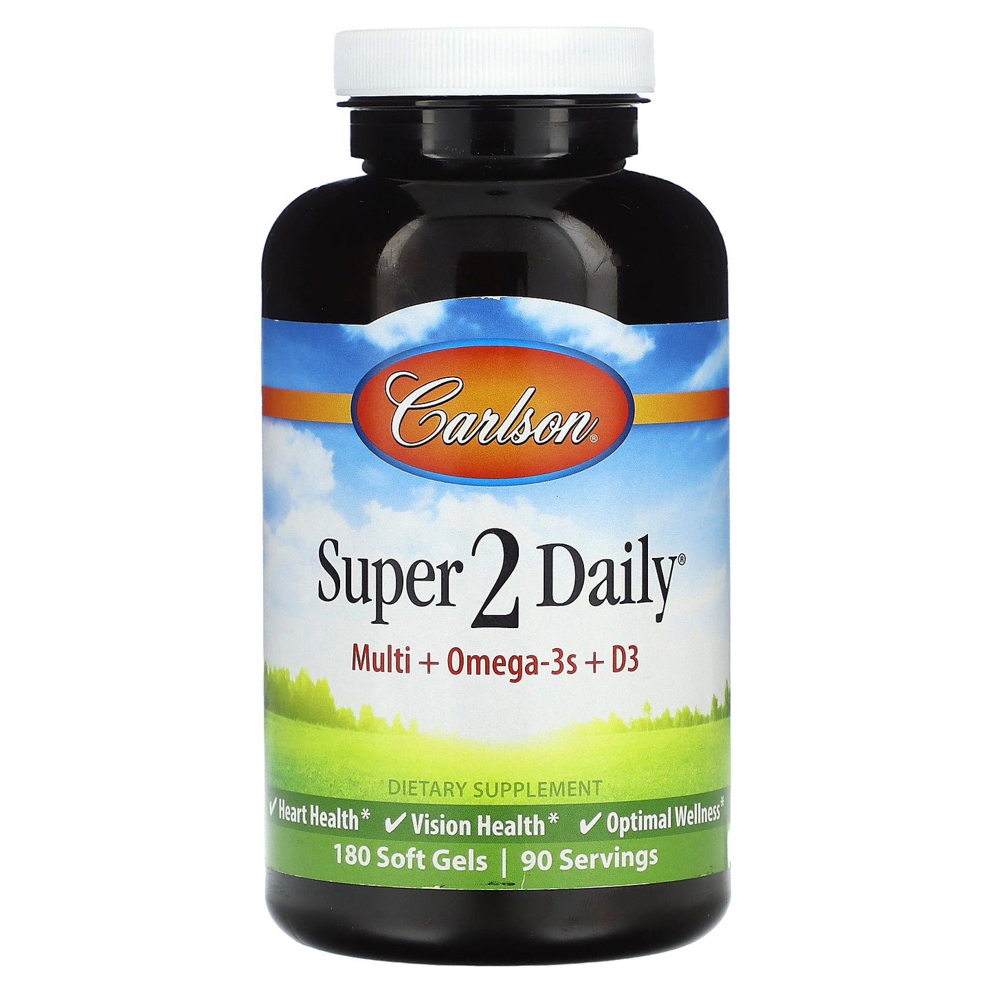 Carlson, Super 2 Daily, Multi + Omega-3s + D3, 180 Soft Gels