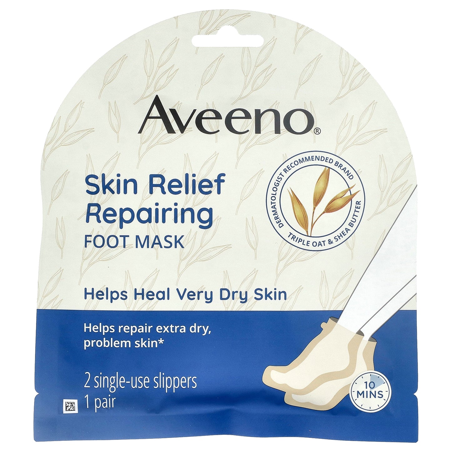 Aveeno, Skin Relief Repairing Foot Mask, Fragrance Free, 1 Pair