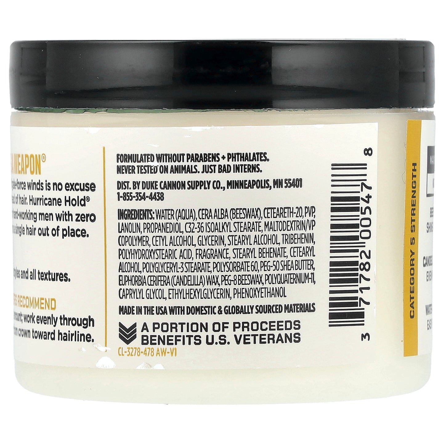 Duke Cannon Supply Co., Hurricane Hold® Pomade, Maximum Hold, No Shine, 4.6 oz (130 g)