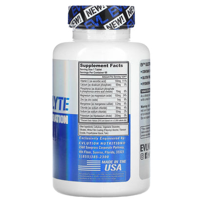 EVLution Nutrition, Electrolyte Volumizing Hydration, 60 Tablets