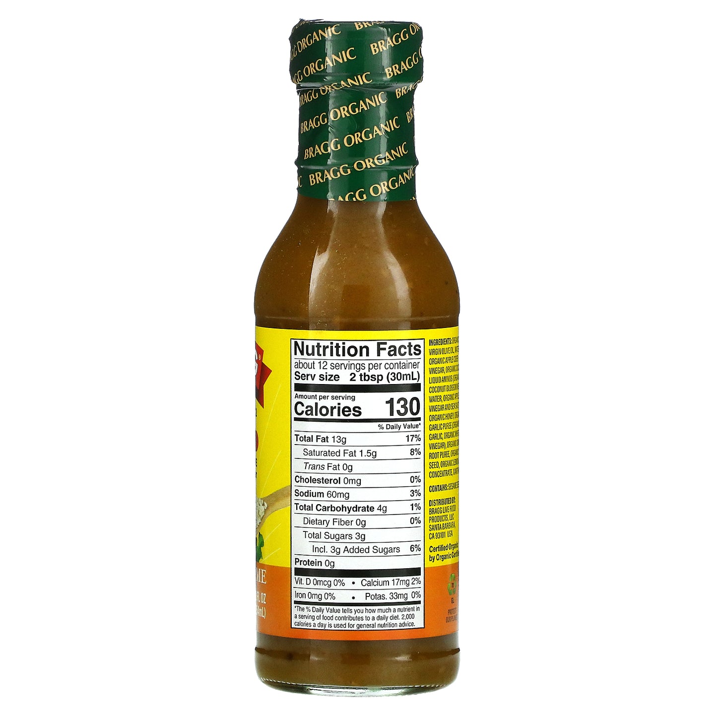 Bragg, Organic Dressing & Marinade with Apple Cider Vinegar, Ginger & Sesame, 12 fl oz (354 ml)