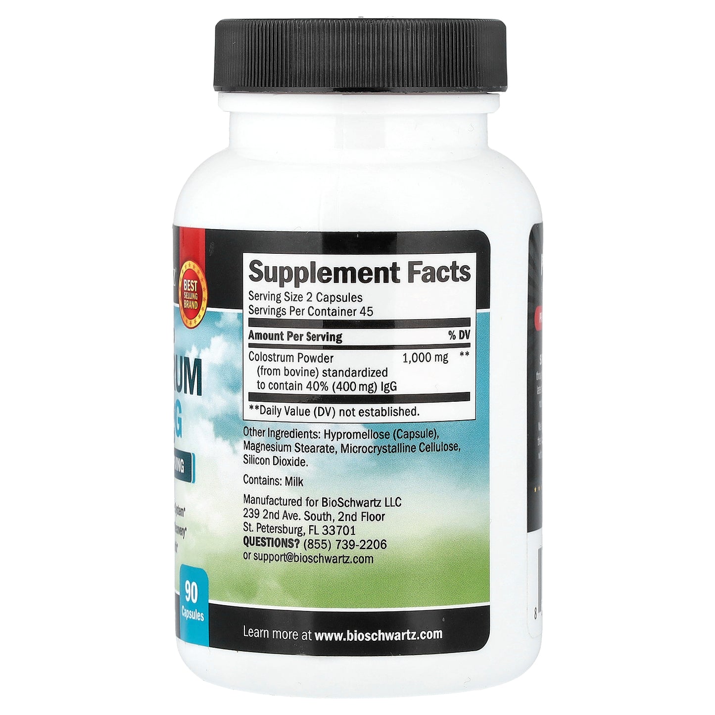 BioSchwartz, Grass Fed Colostrum 40% IgG, 90 Capsules (500 mg per Capsule)