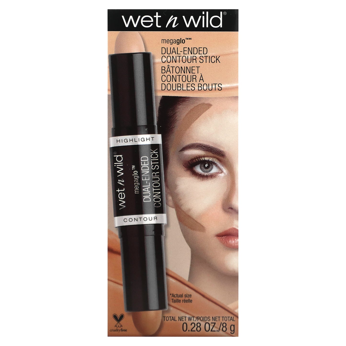 wet n wild, MegaGlo, Dual-Ended Contour Stick, Medium/Tan, 0.28 oz (8 g)