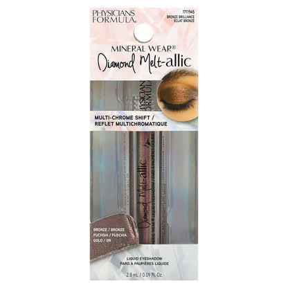 Physicians Formula, Mineral Wear, Diamond Melt-allic Liquid Eyeshadow, 1711945 Bronze Brilliance, 0.09 fl oz (2.8 ml)