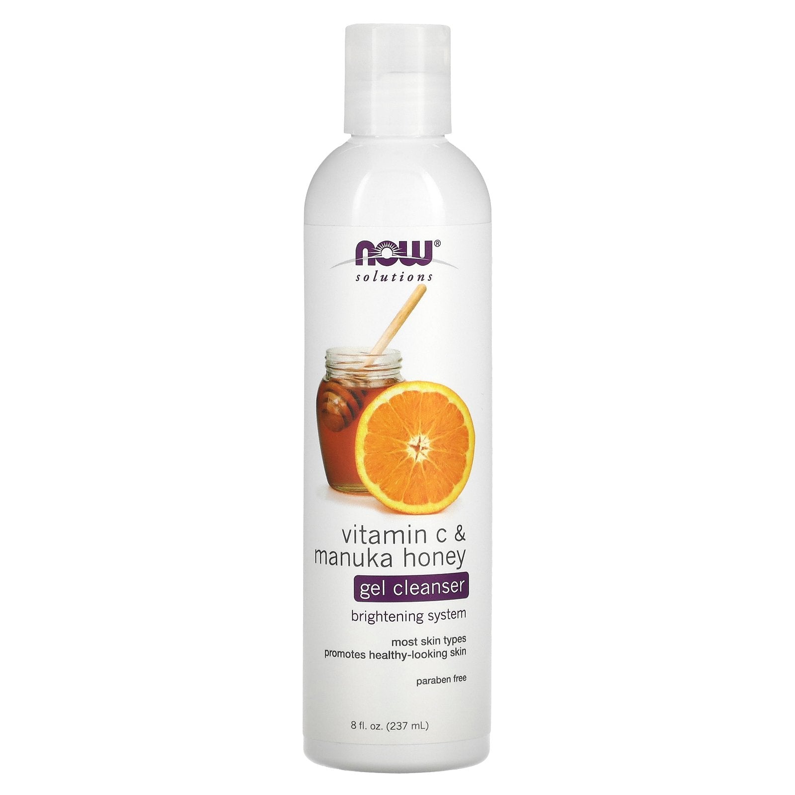 NOW Foods, Solutions, Gel Cleanser, Vitamin C & Manuka Honey, 8 fl oz (237 ml)