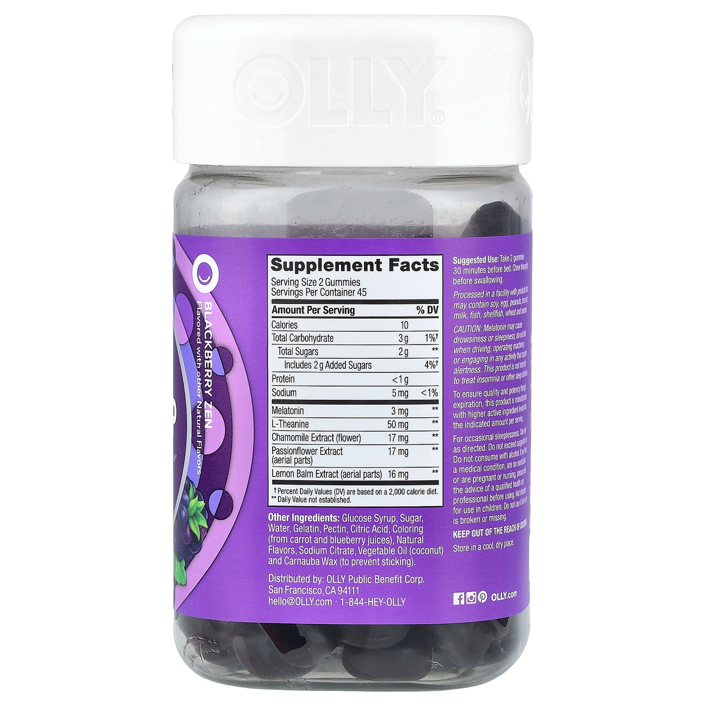 OLLY, Sleep Gummies, Blackberry Zen, 90 Gummies