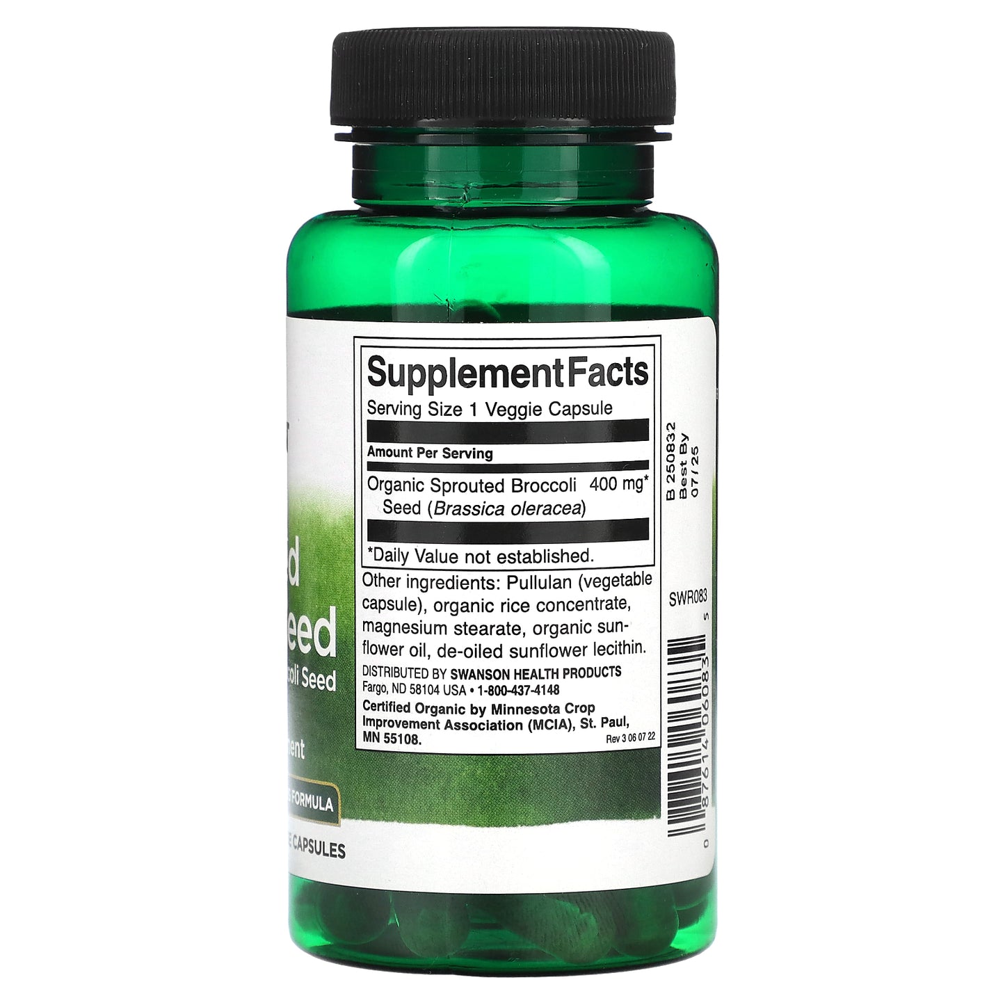 Swanson, Sprouted Broccoli Seed, 400 mg, 60 Veggie Capsules