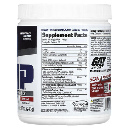 GAT, STM-Free PMP, Peak Muscle Performance, Fruit Punch, 8.6 oz (243 g)