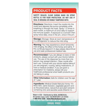 ManukaGuard, Medical Grade Manuka Honey, Immune Guard Nasal Spray, 1.35 fl oz (40 ml)