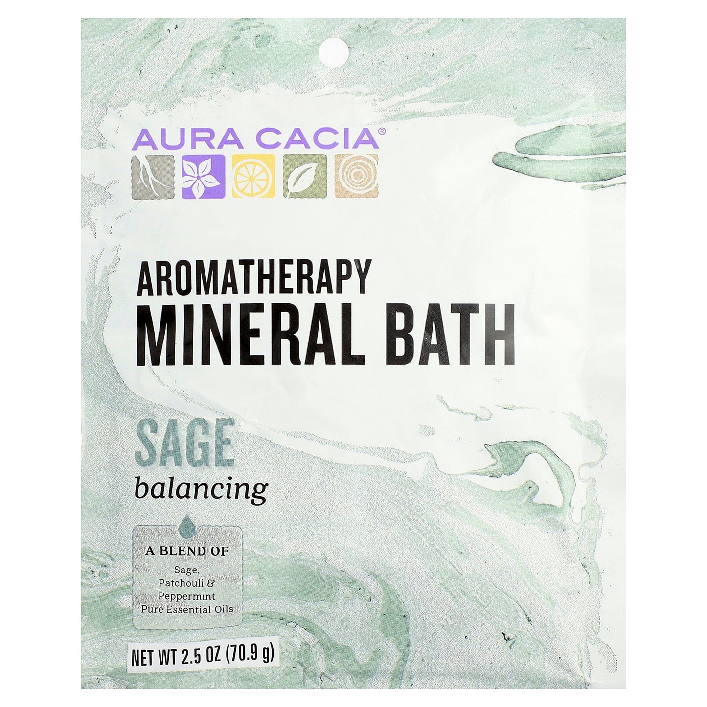 Aura Cacia, Aromatherapy Mineral Bath, Sage, 2.5 oz (70.9 g)