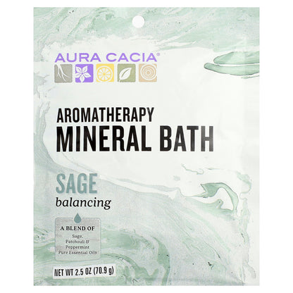 Aura Cacia, Aromatherapy Mineral Bath, Sage, 2.5 oz (70.9 g)