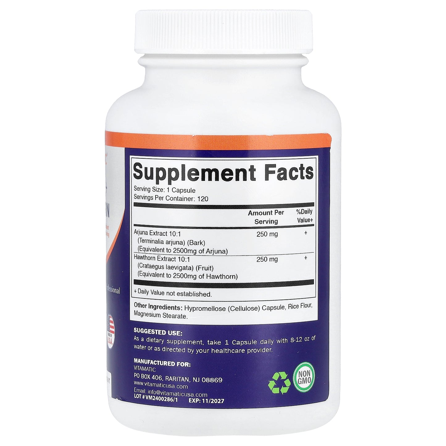 Vitamatic, Arjuna + Hawthorn, 120 Vegetable Capsules