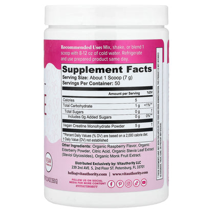 Vitauthority, Active, Women's Creatine Monohydrate, Raspberry, 12.34 oz (350 g)