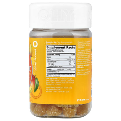 OLLY, Probiotic Gummies, Tropical Mango, 80 Gummies