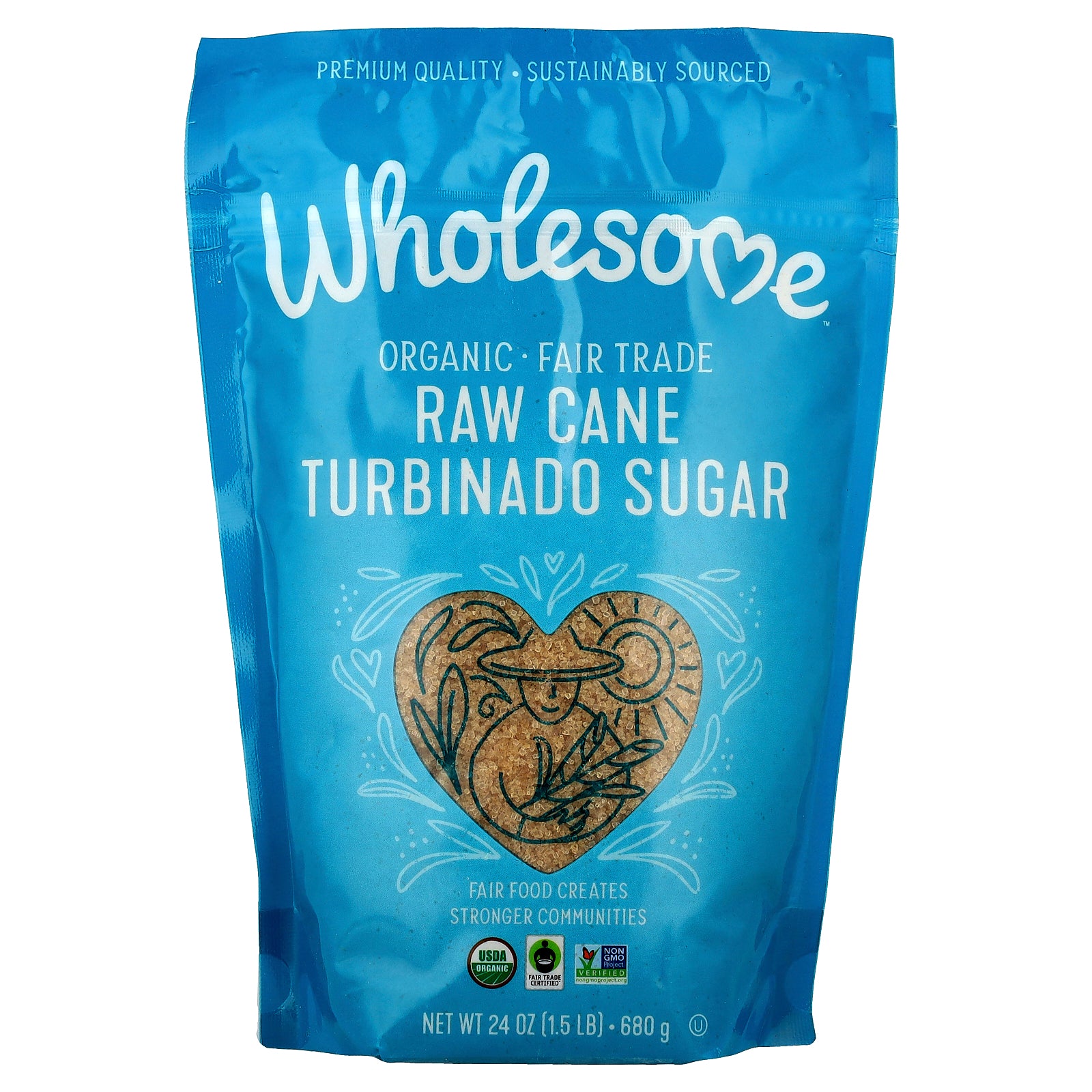 Wholesome Sweeteners, Organic Raw Cane Turbinado Sugar, 1.5 lbs (680 g)
