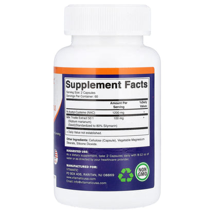 Vitamatic, NAC + Milk Thistle, 120 Vegetable Capsules