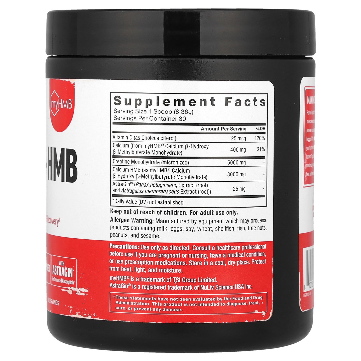 Force Factor, Creatine + HMB Powder, Unflavored, 8.85 oz (250.8 g)