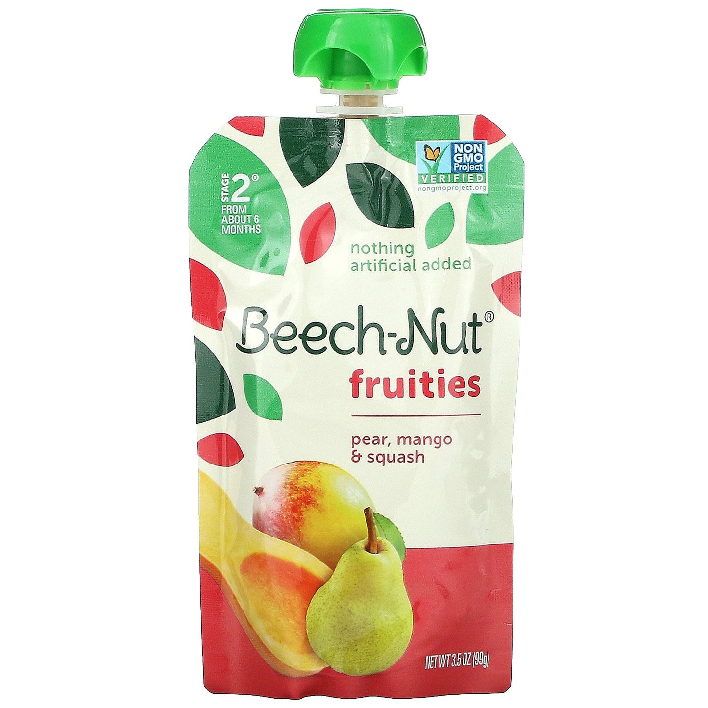 Beech-Nut, Fruities, 6 Months+, Pear, Mango & Squash, 12 Pouches, 3.5 oz (99 g) Each