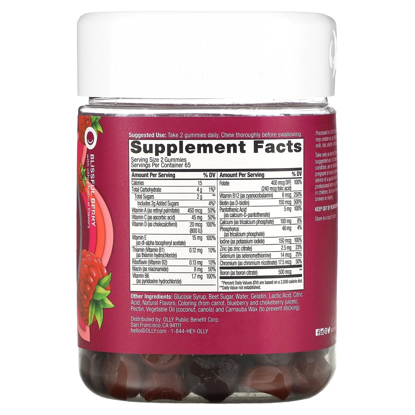 OLLY, Women's Multi, Blissful Berry, 130 Gummies