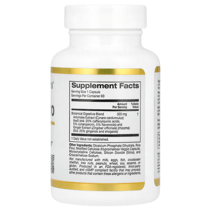 California Gold Nutrition, Digestion Pro with ProDigest®, Botanical Digestive Blend of Artichoke and Ginger Extracts, 320 mg, 60 Veggie Capsules