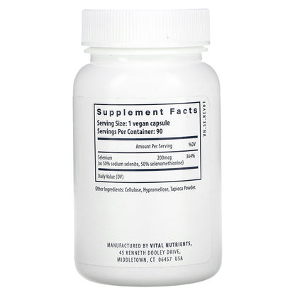 Vital Nutrients, Selenium, 90 Vegan Capsules (200 mcg per Capsule)