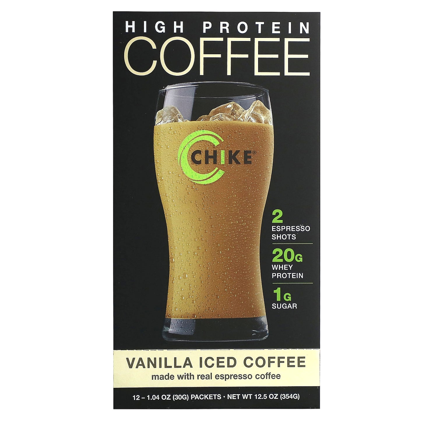 Chike Nutrition, High Protein Iced Coffee, Vanilla, 12 Packets, 1.04 oz (30 g) Each
